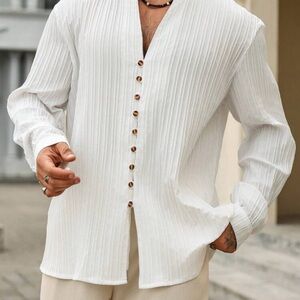 Men's White Casual Button Down Shirt